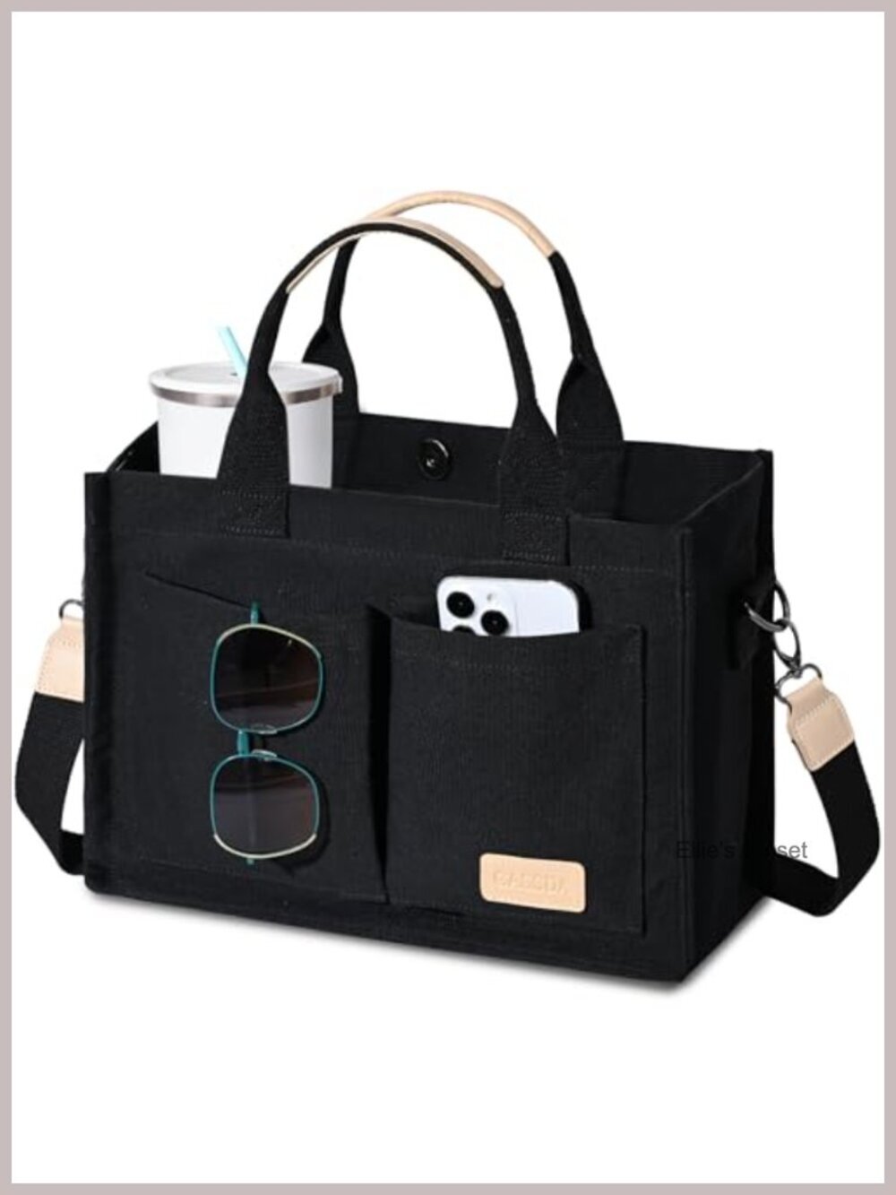 Canvas Tote Bag Crossbody Work Purse with Pockets Satchel for Travel Nurse